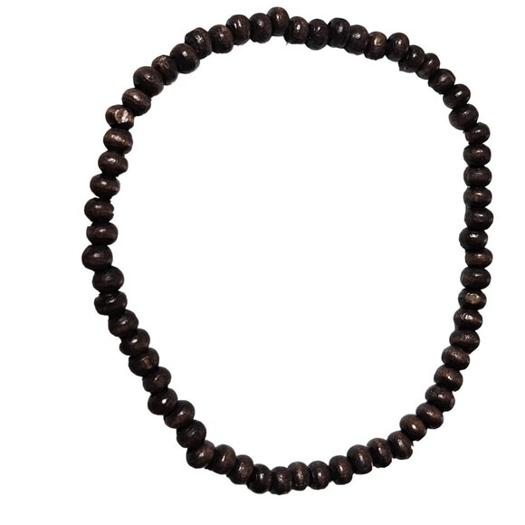 Boho Handmade Wood Bead Stretch Bracelets Set of 2 Natural Fashion Jewelry Women - Picture 2 of 4